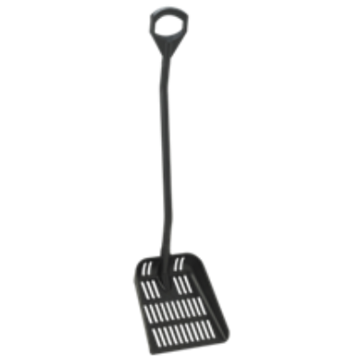 Vikan Ergonomic Shovel w/Drainholes 380 x 340 x 90mm, 1305mm, BLACK