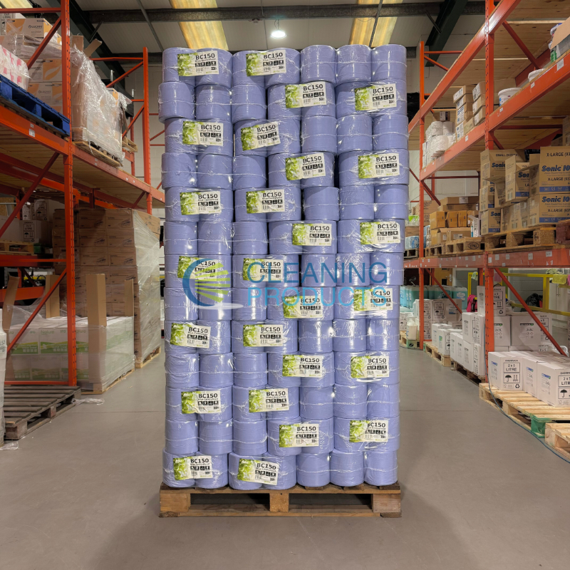 Pallet of 2Ply Premium Blue Centrefeed Roll - 150m x 165mm - 6 Rolls