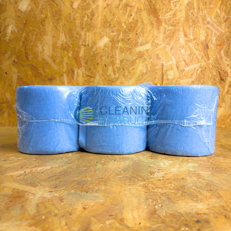 2Ply Blue Embossed Centrefeed - 67m x 165mm - 6 Rolls