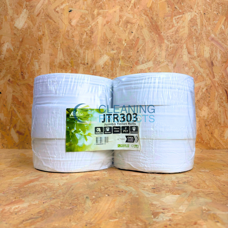 2Ply Jumbo Toilet Rolls - Recycled - 300m x 86mm - 6 Rolls